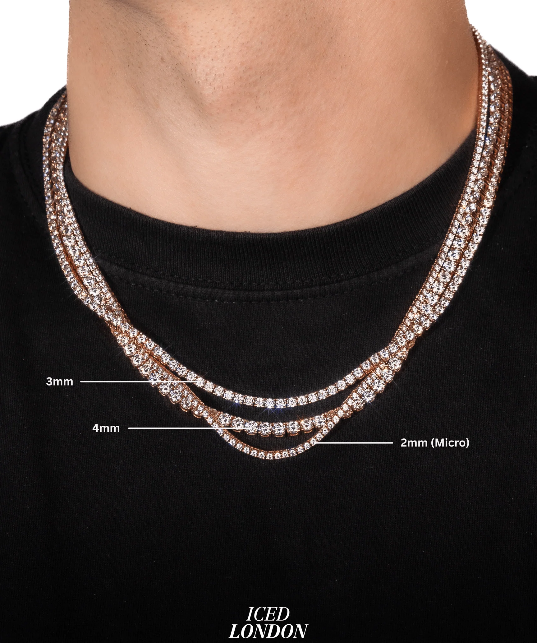 4mm Tennis Necklace in Rose Gold - Image 3