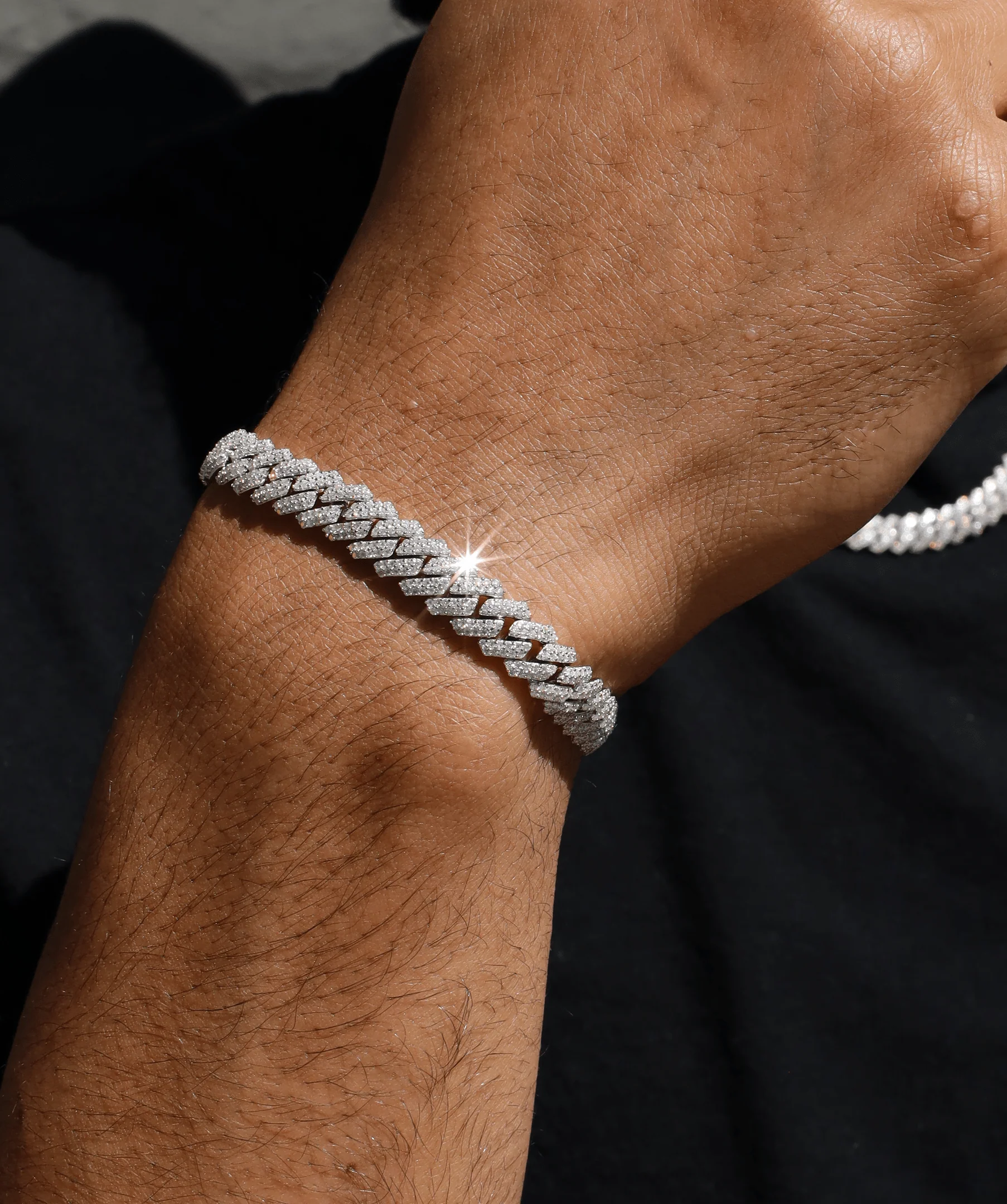 8mm Prong Cuban Link Bracelet (White Gold) - Image 3