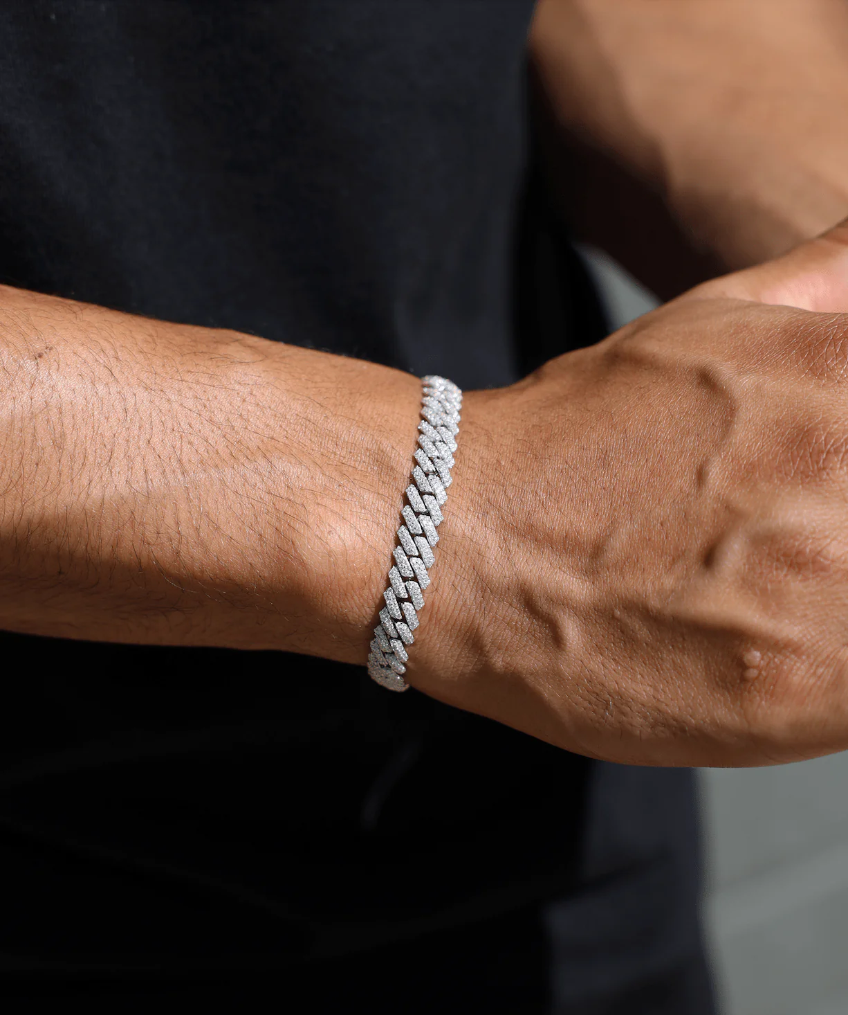 8mm Prong Cuban Link Bracelet (White Gold) - Image 4