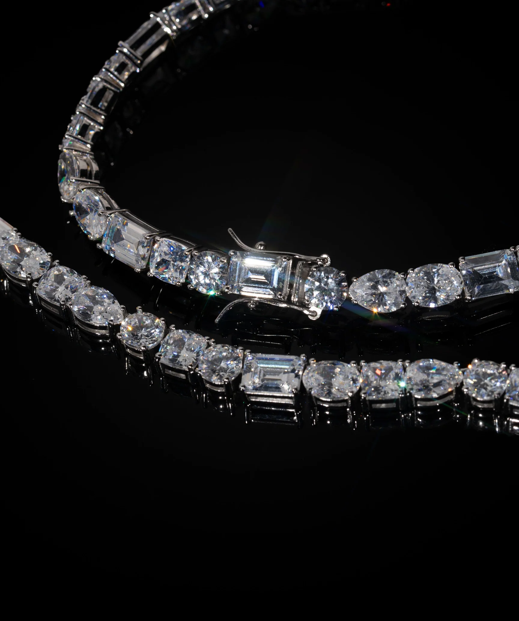 Mixed Shape Tennis Necklace (White Gold) - Image 3