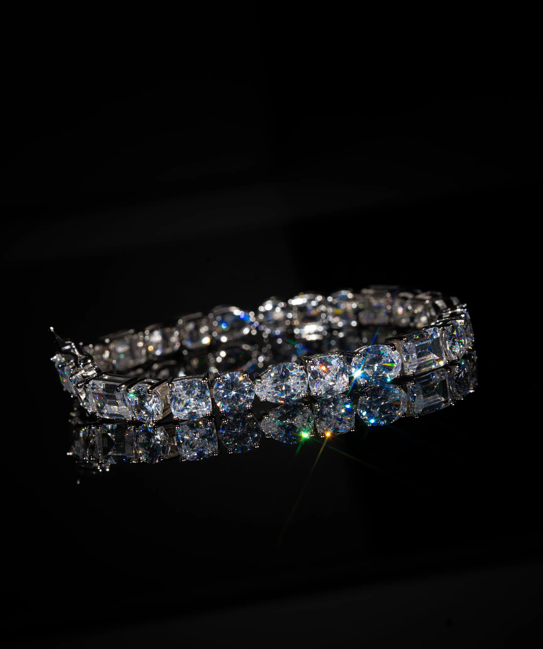 Mixed Shape Tennis Necklace (White Gold) - Image 4